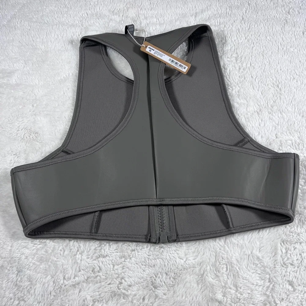 SKIMS Rubberized Scuba Swim High‎ Neck Bikini Top Gray Chalk BT-HNK-3160 XL NWT